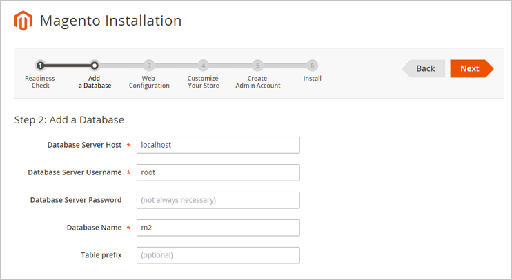 adding-database-magento-installation