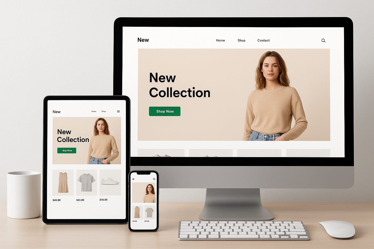 sponsive Shopify eCommerce store displayed on desktop,